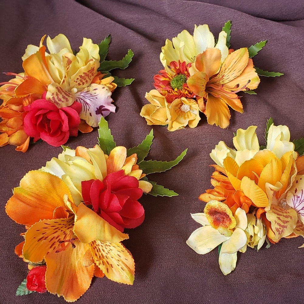 Silk Hemp Flower Hair Clips
